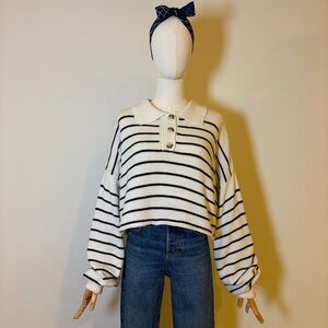 ⭐️ Double Zero Striped Cropped Polo Sweater ⭐️